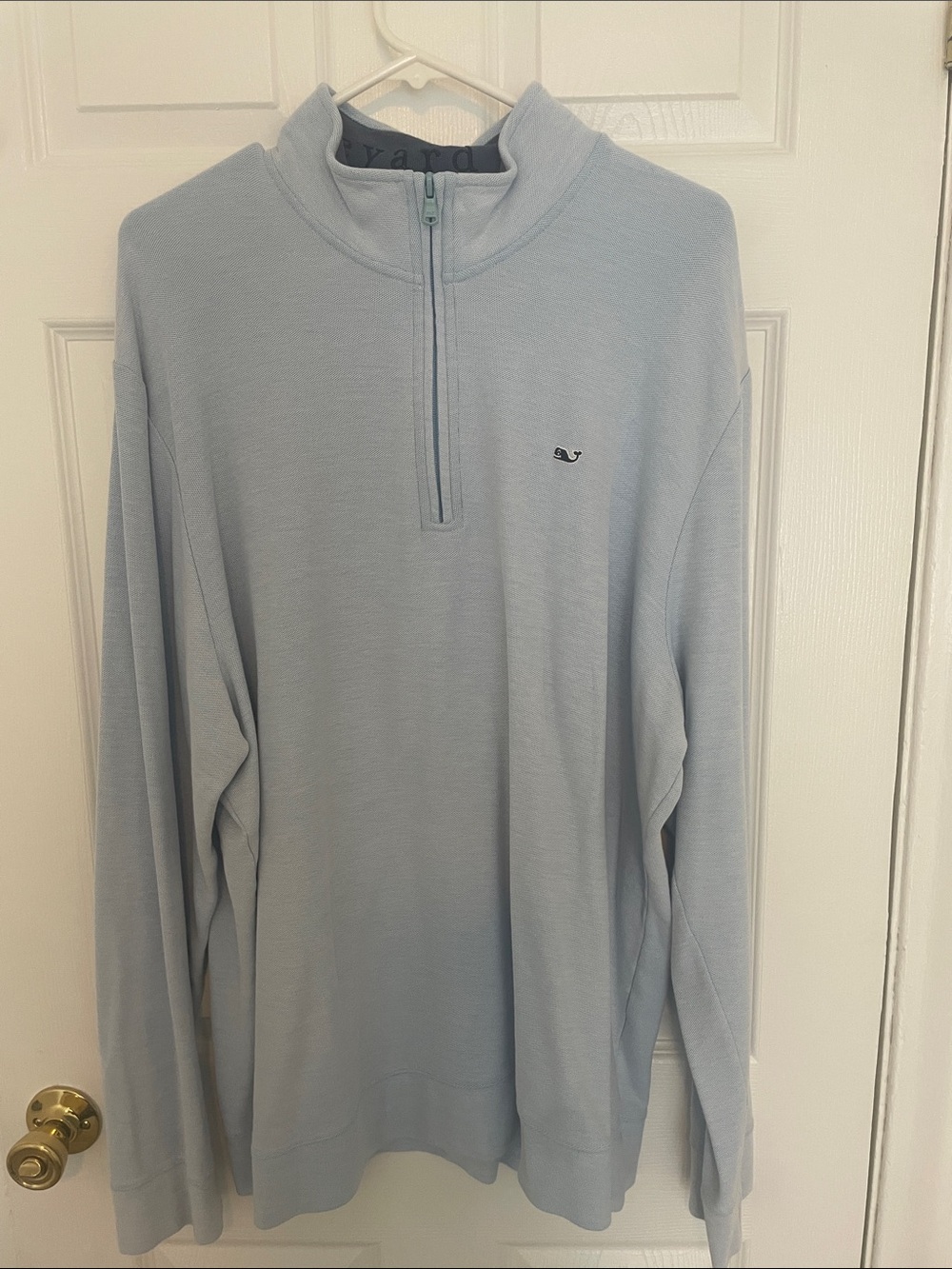 Vineyard Vines Men's Pale Blue Zip-Up Mock Neck Sweater